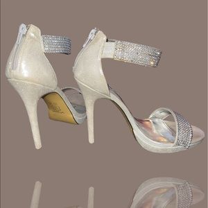 Bedazzled open toed heel